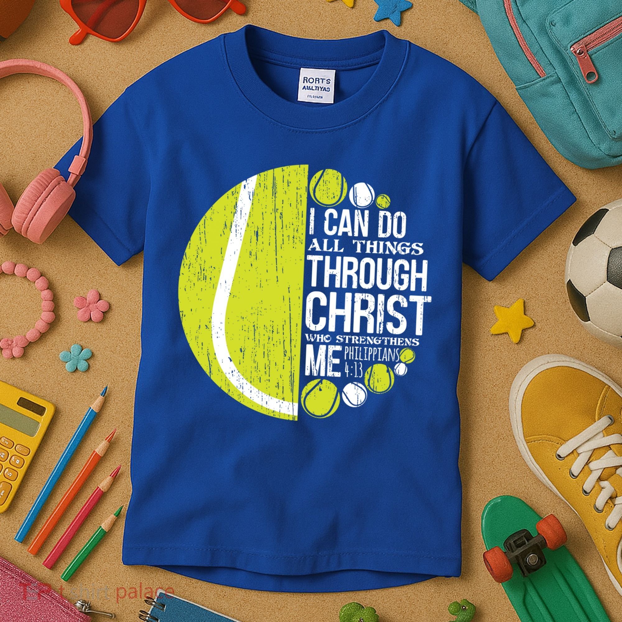 Christian Tennis Philippians 4:13 Gift Gift Kids T-Shirt
