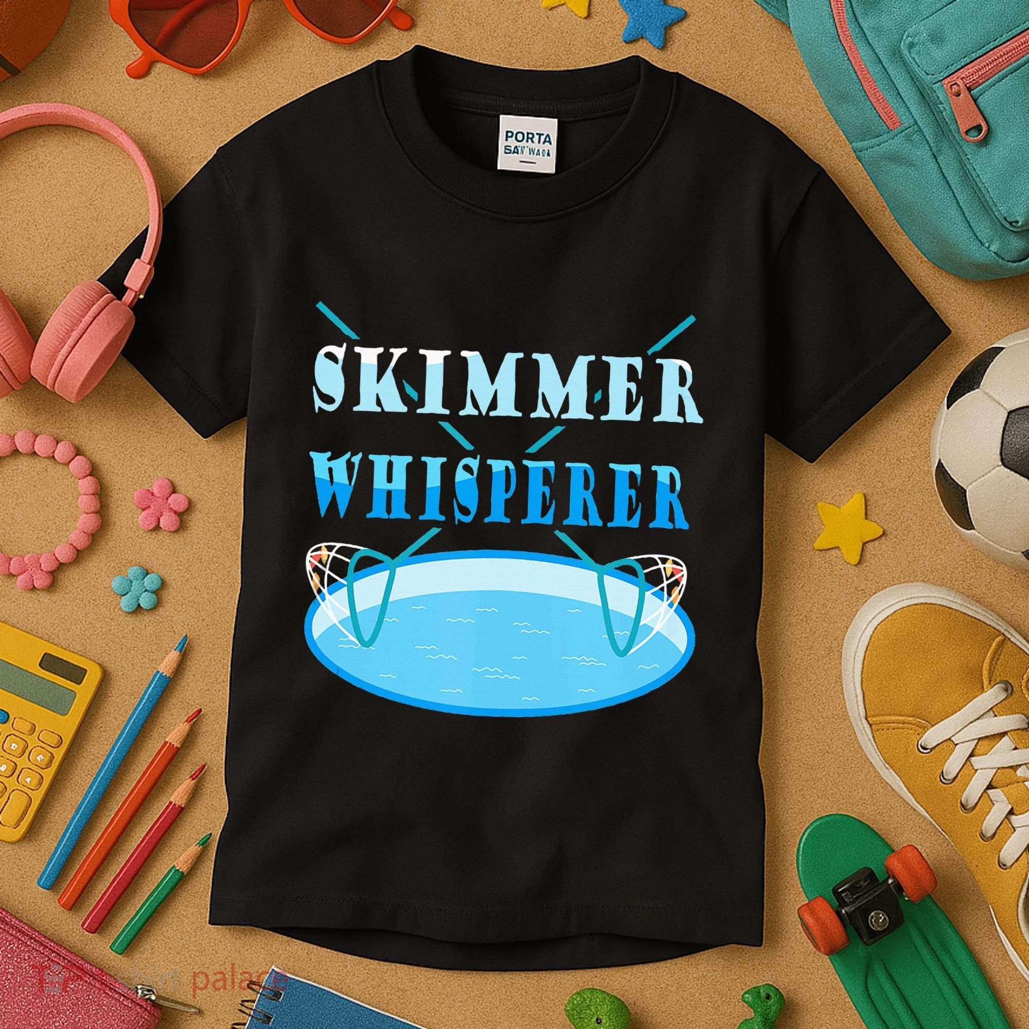 Cleaning The Pool Skimmer Whisperer Pool Guy Kids T-Shirt