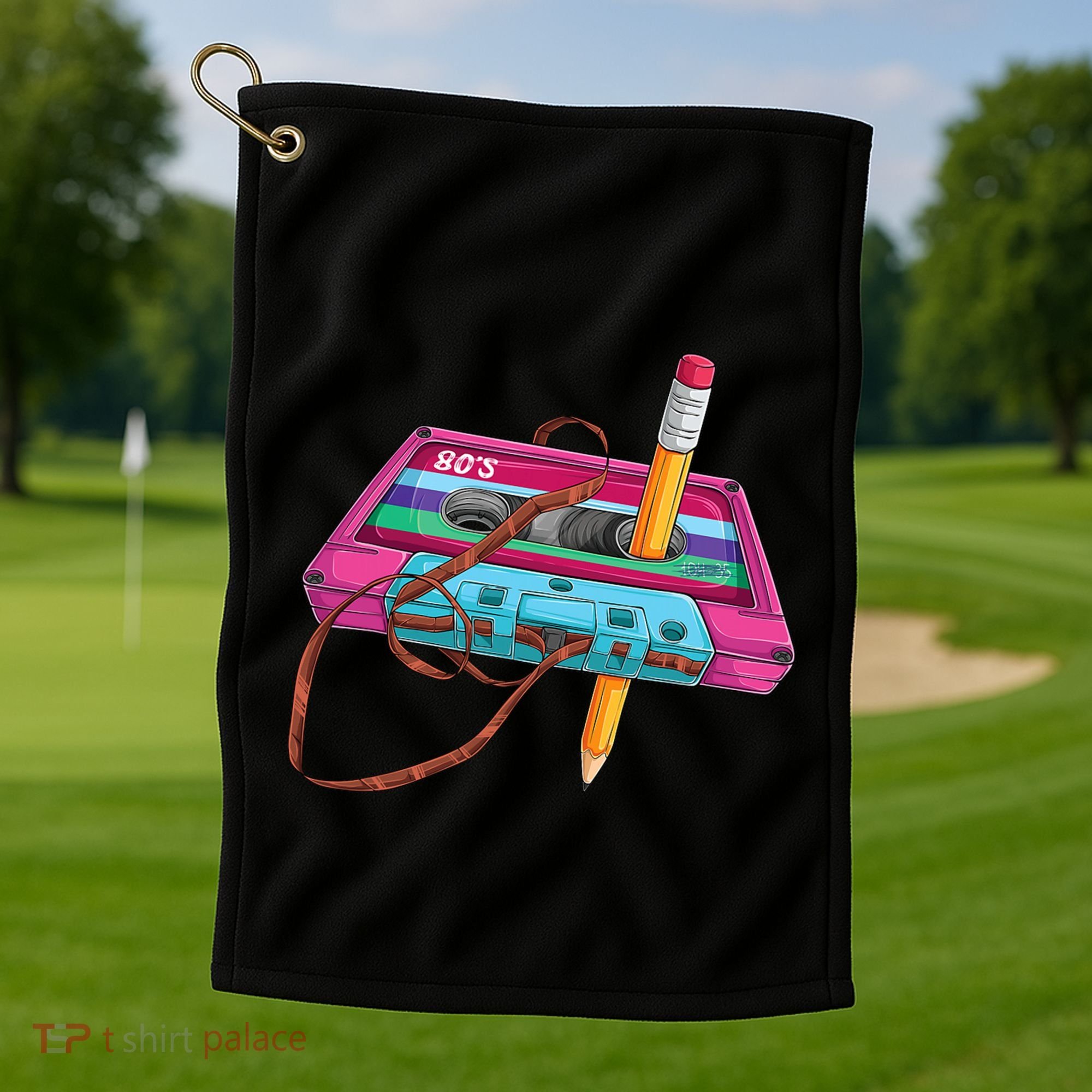 Cassette Tape Pencil 70S 80S 90S Music Mixtape Golf Towel