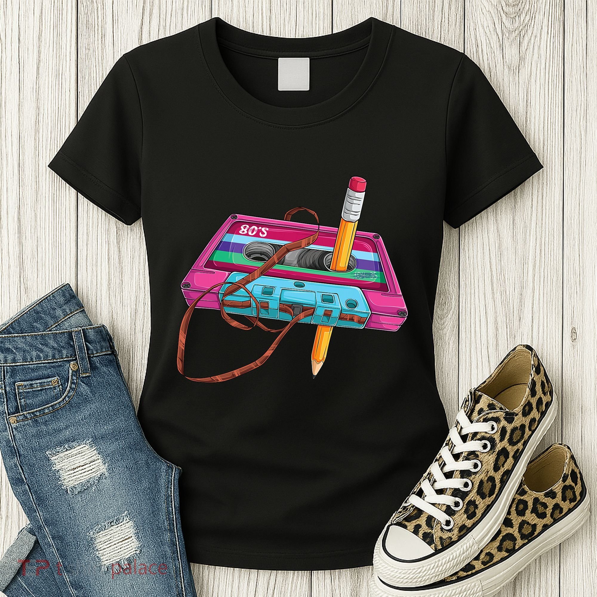 Cassette Tape Pencil 70S 80S 90S Music Mixtape Women's T-Shirt
