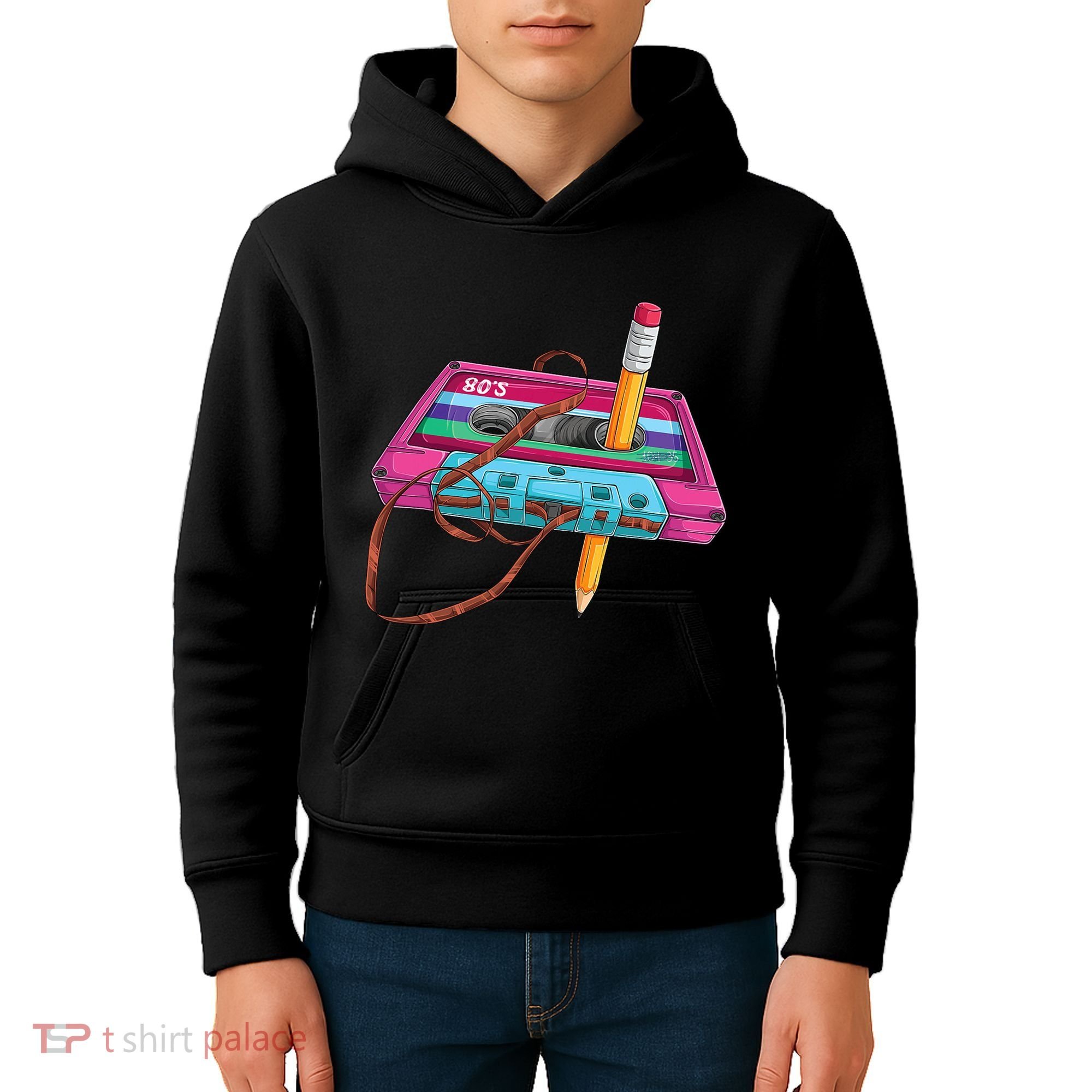 Cassette Tape Pencil 70S 80S 90S Music Mixtape Kids Hoodie