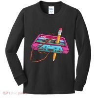 Cassette Tape Pencil 70S 80S 90S Music Mixtape Kids Long Sleeve Shirt thumb 0