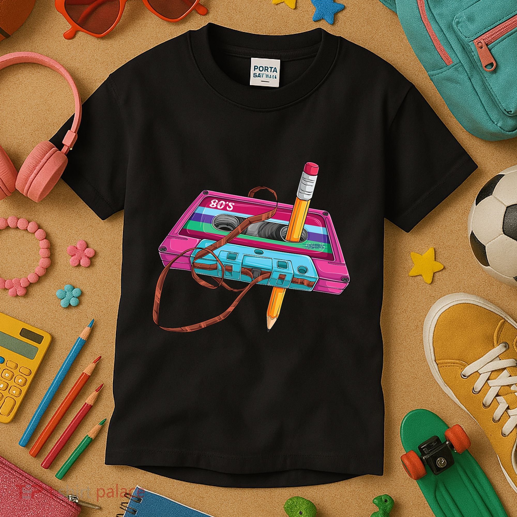 Cassette Tape Pencil 70S 80S 90S Music Mixtape Kids T-Shirt