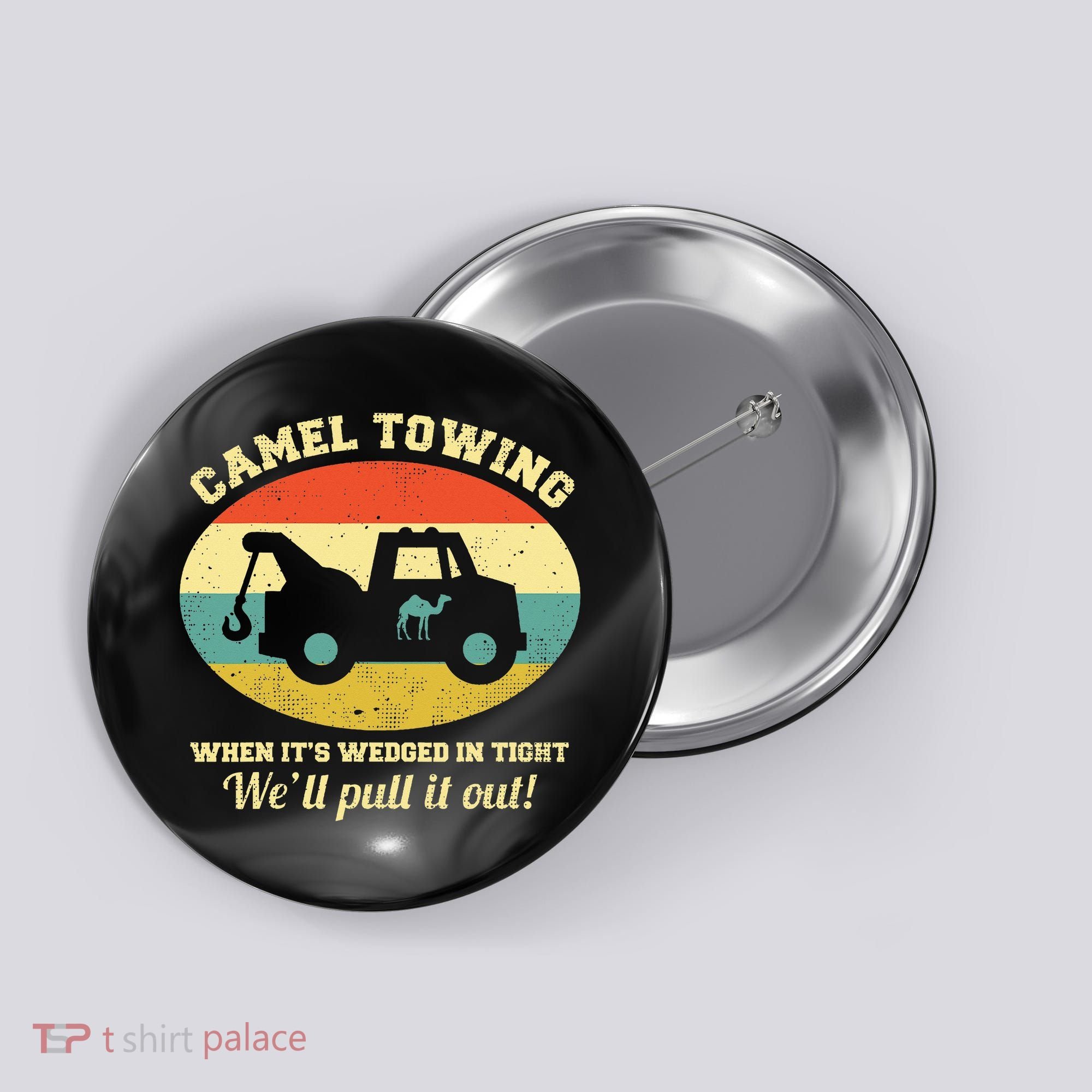 Camel Towing Retro Adult Humor Button