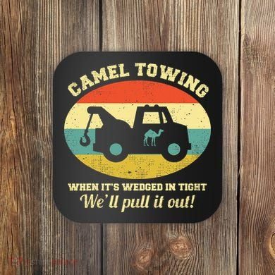 Camel Towing Retro Adult Humor Coaster