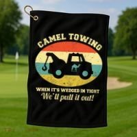 Camel Towing Retro Adult Humor Golf Towel thumb 1