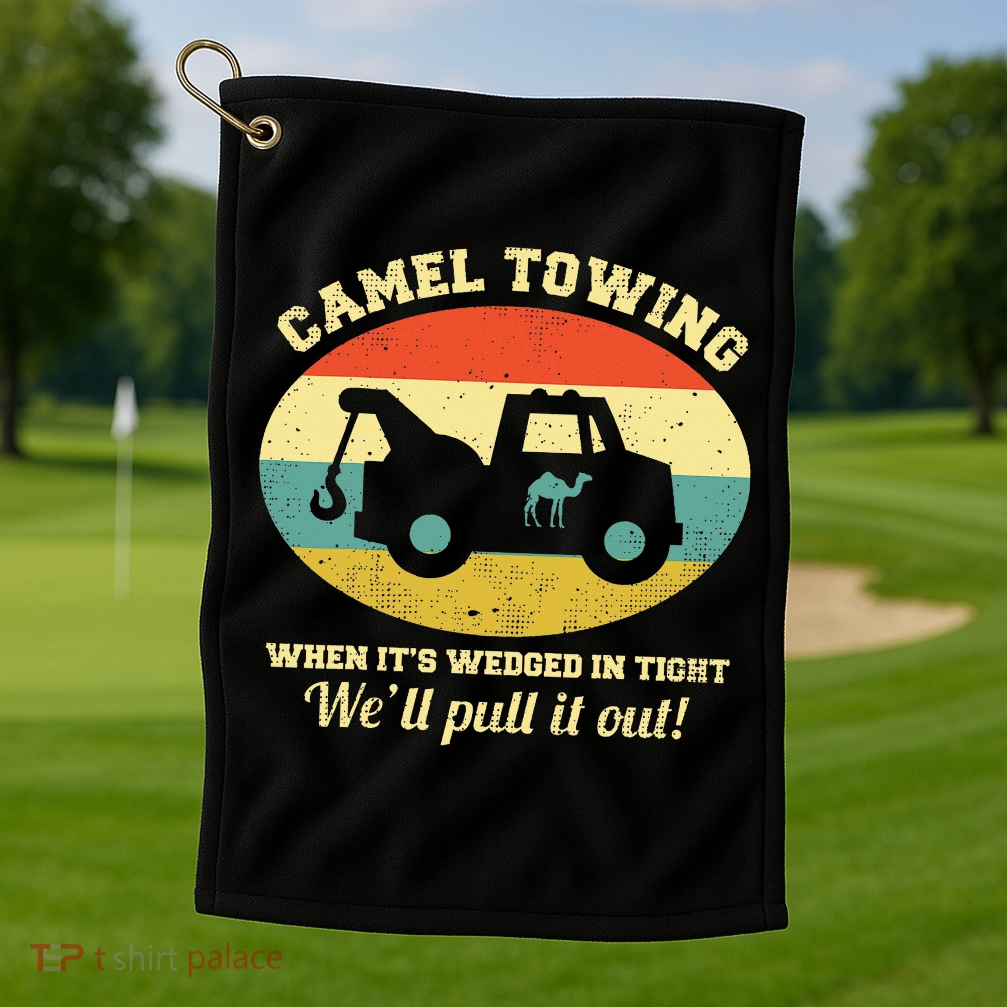 Camel Towing Retro Adult Humor Golf Towel