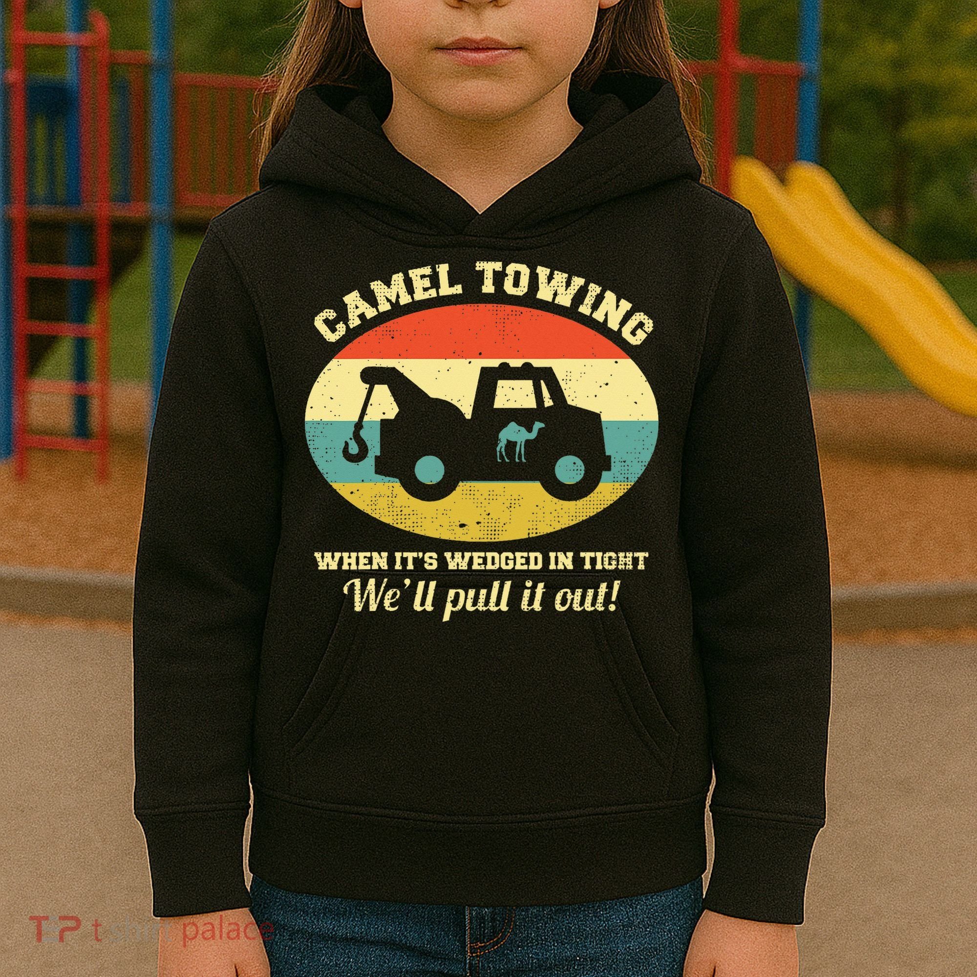 Camel Towing Retro Adult Humor Kids Hoodie