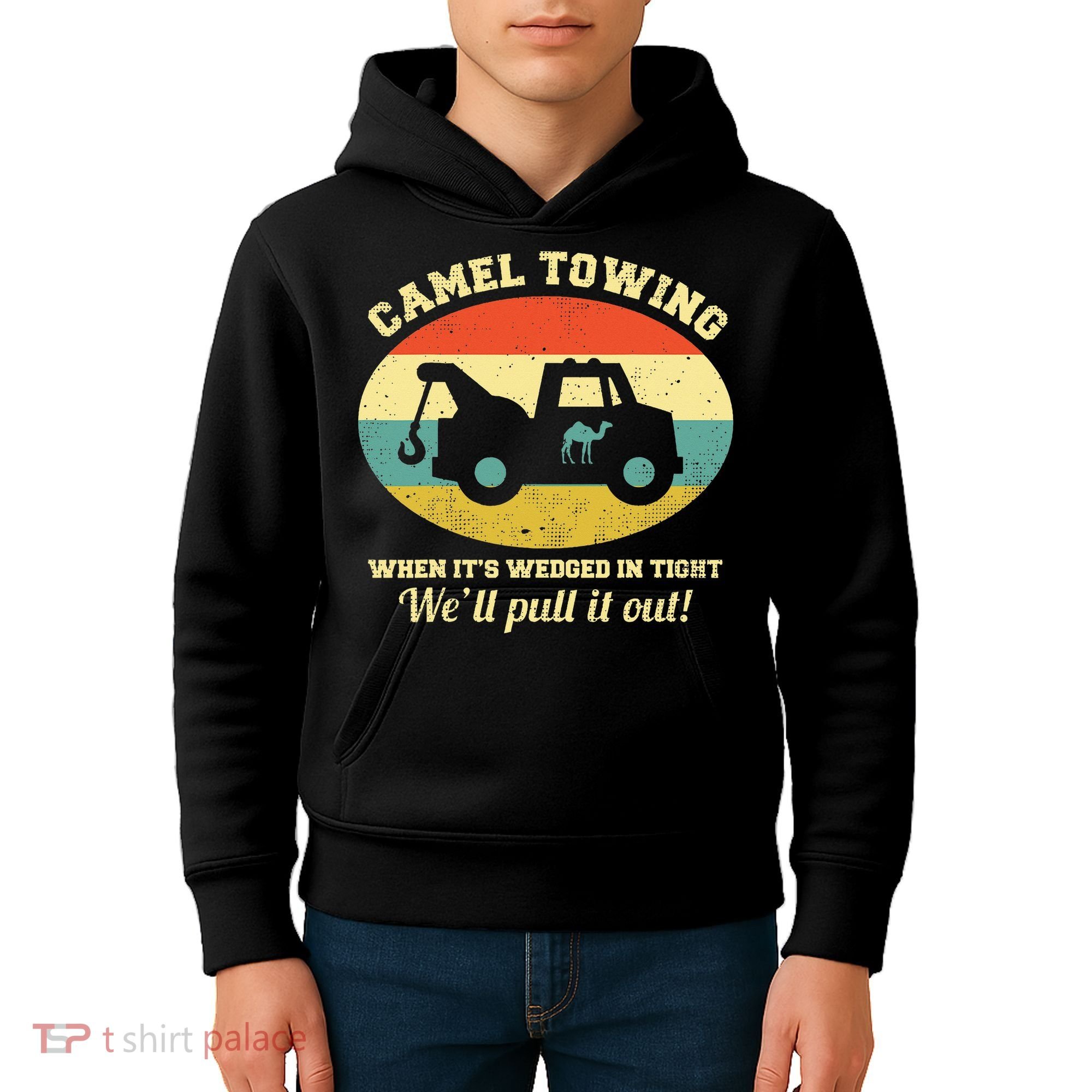 Camel Towing Retro Adult Humor Kids Hoodie
