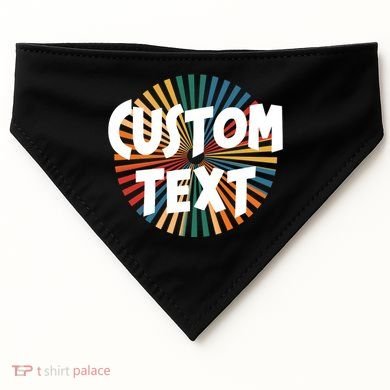 Custom Text Retro Colorful Logo Personalized Design USA-Made Doggie Bandana