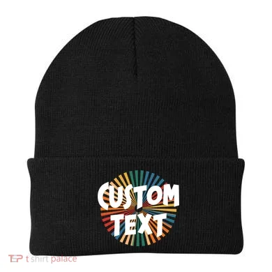 Custom Text Retro Colorful Logo Personalized Design Beanie