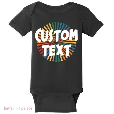 Custom Text Retro Colorful Logo Personalized Design Baby Bodysuit