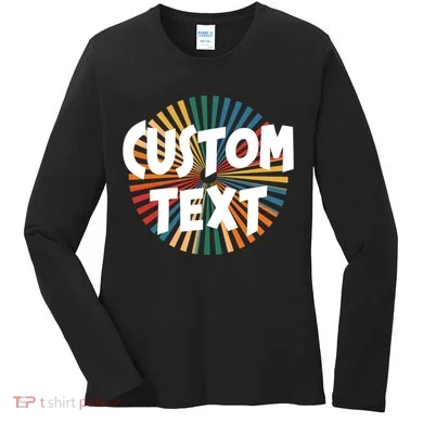 Custom Text Retro Colorful Logo Personalized Design Women's Long Sleeve Shirt