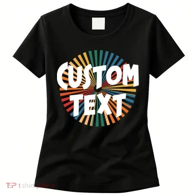Custom Text Retro Colorful Logo Personalized Design Women's T-Shirt