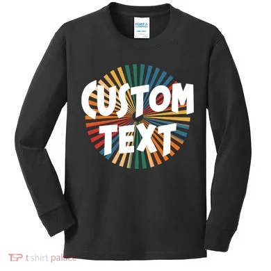 Custom Text Retro Colorful Logo Personalized Design Kids Long Sleeve Shirt