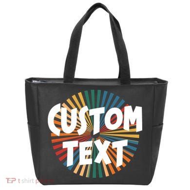 Custom Text Retro Colorful Logo Personalized Design Tote Bag