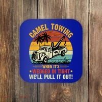 Camel Towing Retro Adult Humor Saying Funny Halloween Gift Coaster thumb 0