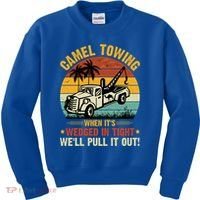 Camel Towing Retro Adult Humor Saying Funny Halloween Gift Kids Sweatshirt thumb 0