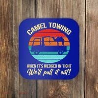 Camel Towing Retro Adult Humor Saying Funny Halloween Gift Coaster thumb 0