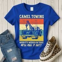 Camel Towing Retro Adult Humor Saying Funny Halloween Cool Gift Women's T-Shirt thumb 3