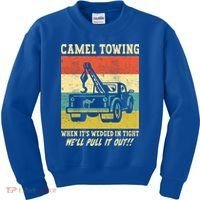 Camel Towing Retro Adult Humor Saying Funny Halloween Cool Gift Kids Sweatshirt thumb 0