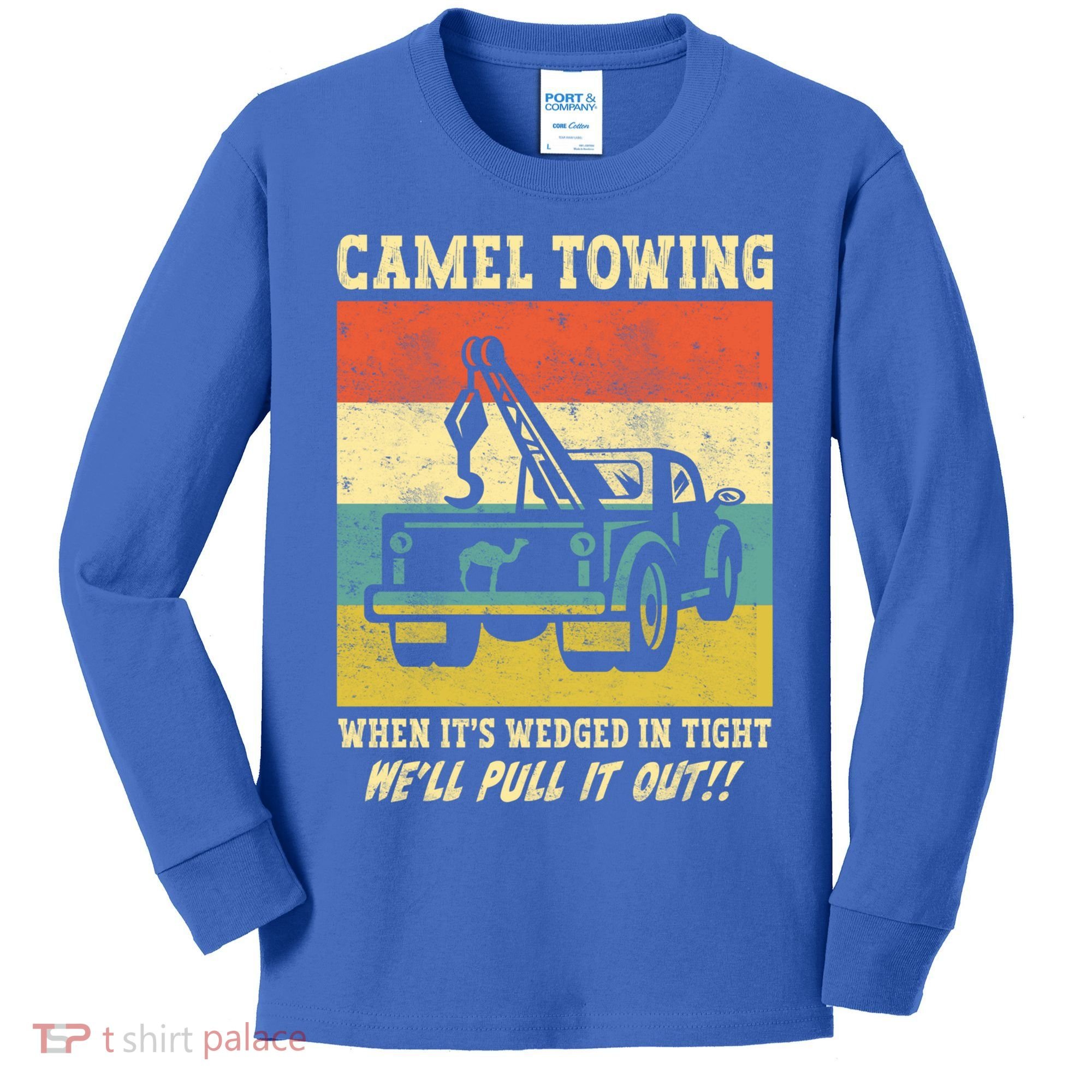 Camel Towing Retro Adult Humor Saying Funny Halloween Cool Gift Kids Long Sleeve Shirt