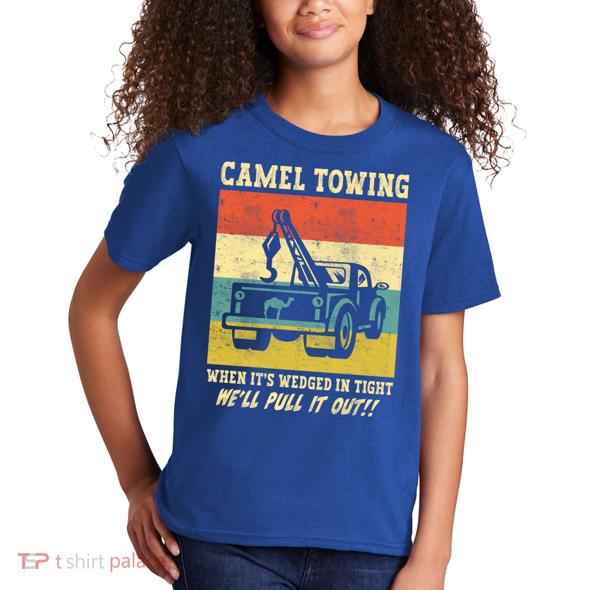 Camel Towing Retro Adult Humor Saying Funny Halloween Cool Gift Kids T-Shirt