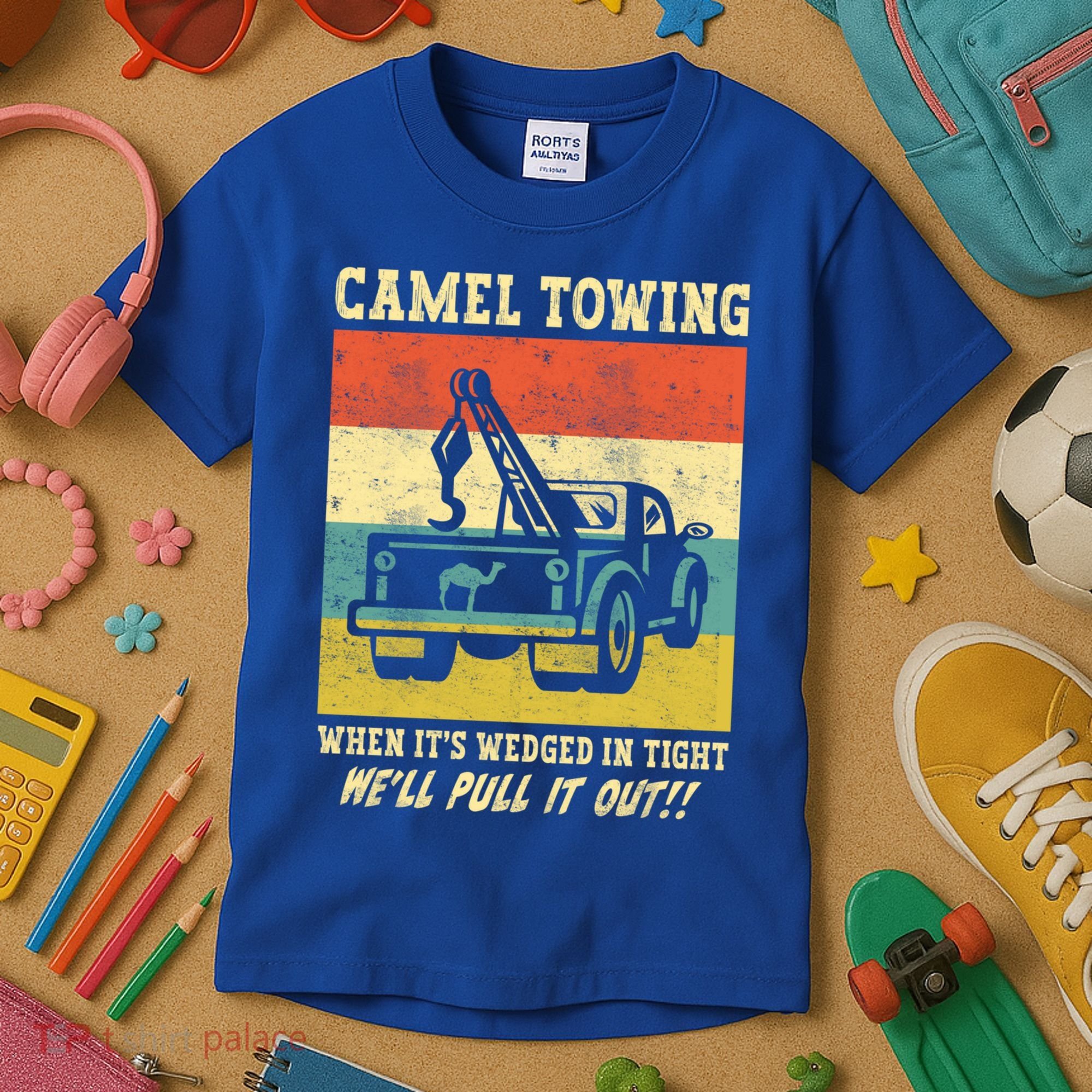 Camel Towing Retro Adult Humor Saying Funny Halloween Cool Gift Kids T-Shirt