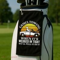 Camel Towing Retro Humor Saying Funny Transport Halloween Gift Golf Towel thumb 2