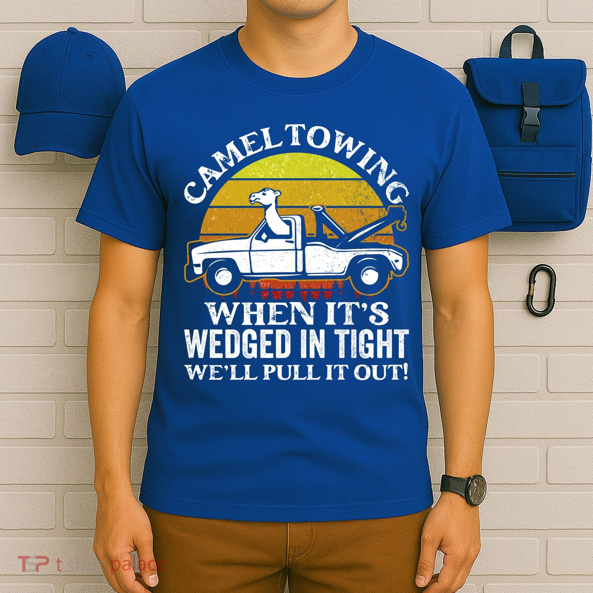 Camel Towing Retro Humor Saying Funny Transport Halloween Gift T-Shirt