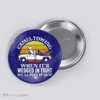 Camel Towing Retro Humor Saying Funny Transport Halloween Gift Button thumb 0