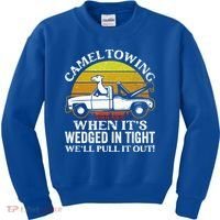 Camel Towing Retro Humor Saying Funny Transport Halloween Gift Kids Sweatshirt thumb 0