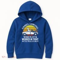 Camel Towing Retro Humor Saying Funny Transport Halloween Gift Kids Hoodie thumb 0