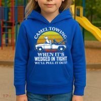 Camel Towing Retro Humor Saying Funny Transport Halloween Gift Kids Hoodie thumb 3