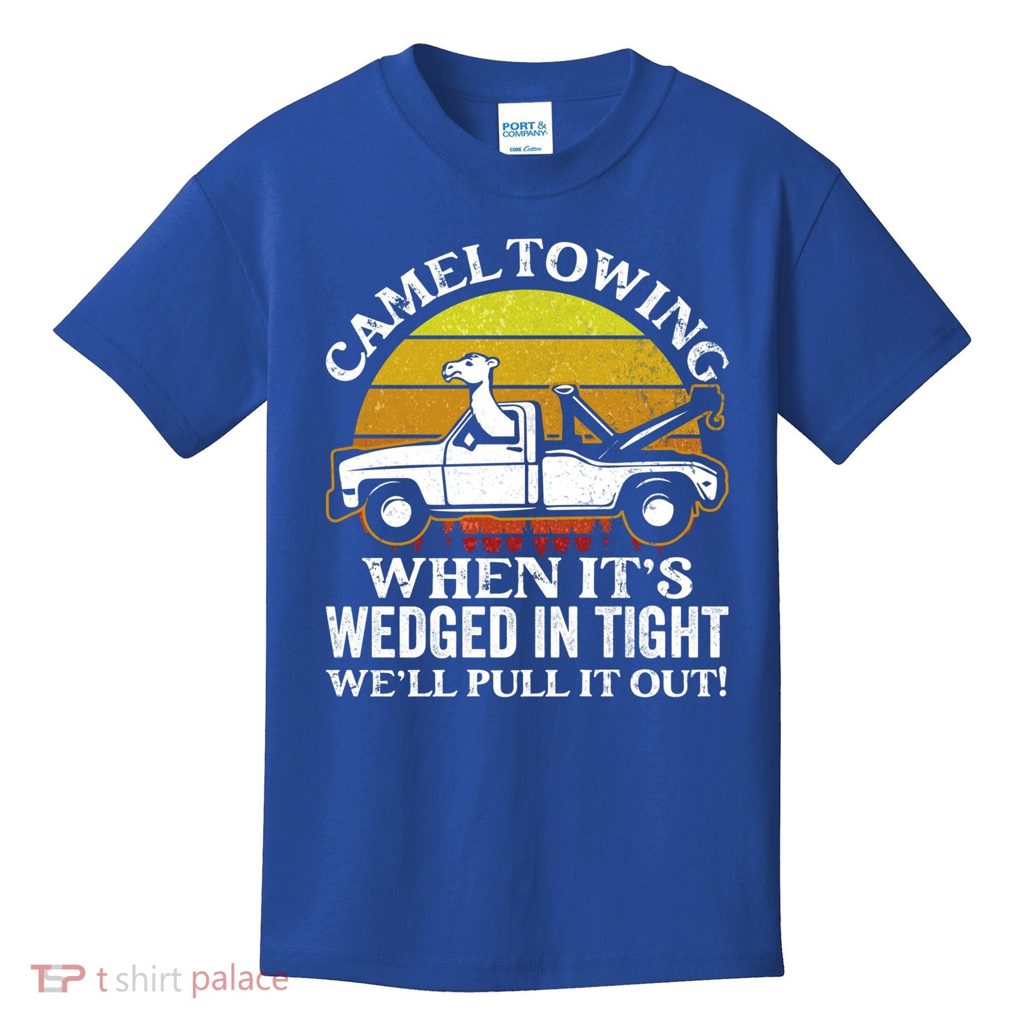 Camel Towing Retro Humor Saying Funny Transport Halloween Gift Kids T-Shirt