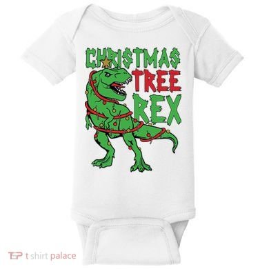 Christmas Tree Rex Baby Bodysuit
