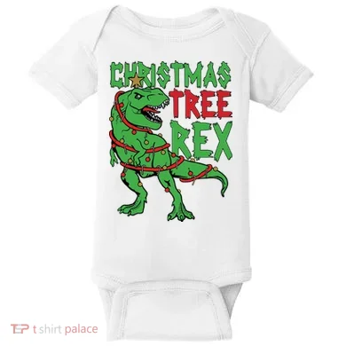 Christmas Tree Rex Baby Bodysuit