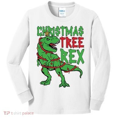Christmas Tree Rex Kids Long Sleeve Shirt