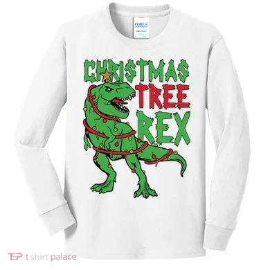 Christmas Tree Rex Kids Long Sleeve Shirt