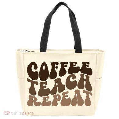 Coffee Teach Repeat Retro Teacher Gift Tote Bag