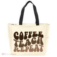 Coffee Teach Repeat Retro Teacher Gift Tote Bag thumb 0