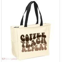 Coffee Teach Repeat Retro Teacher Gift Tote Bag thumb 2