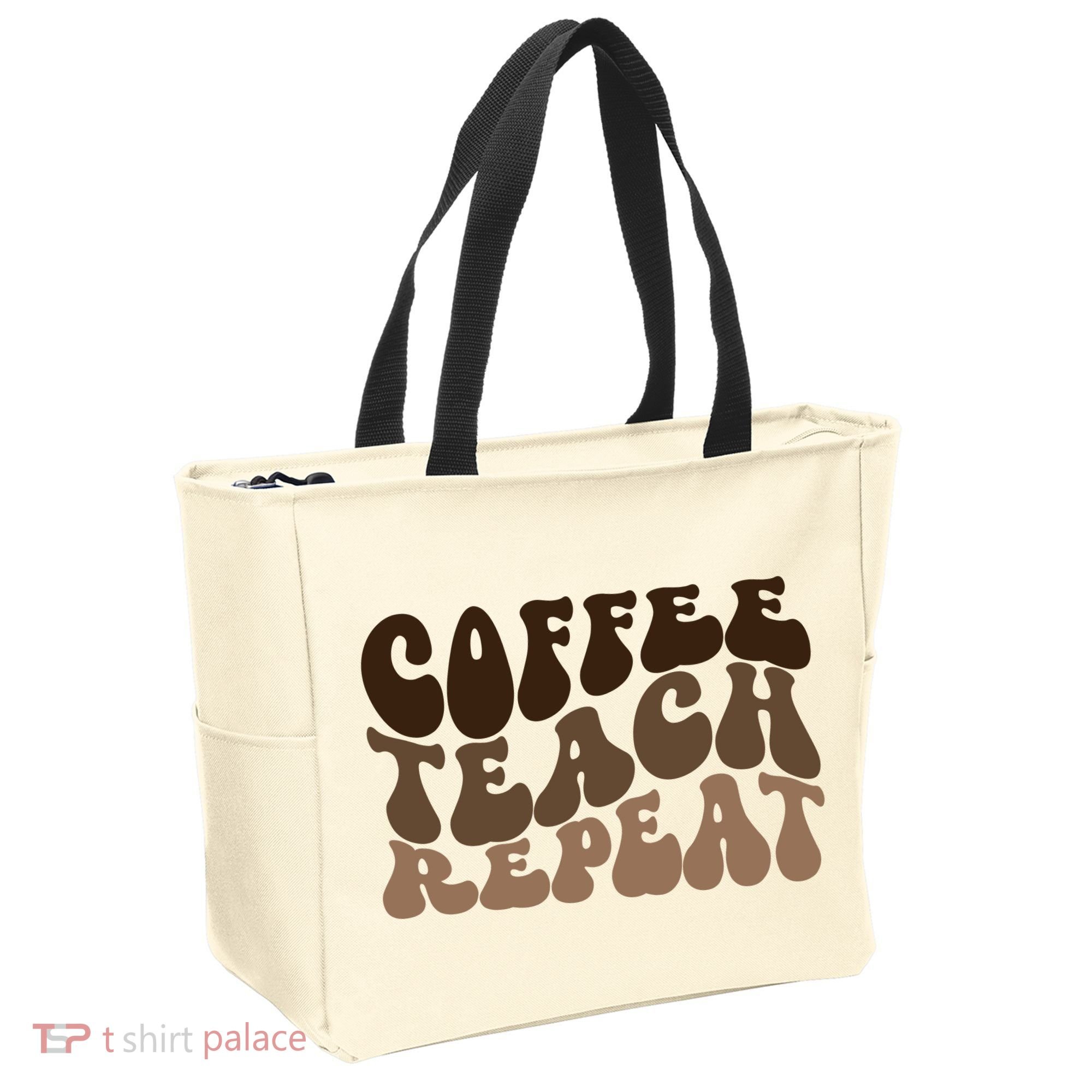 Coffee Teach Repeat Retro Teacher Gift Tote Bag