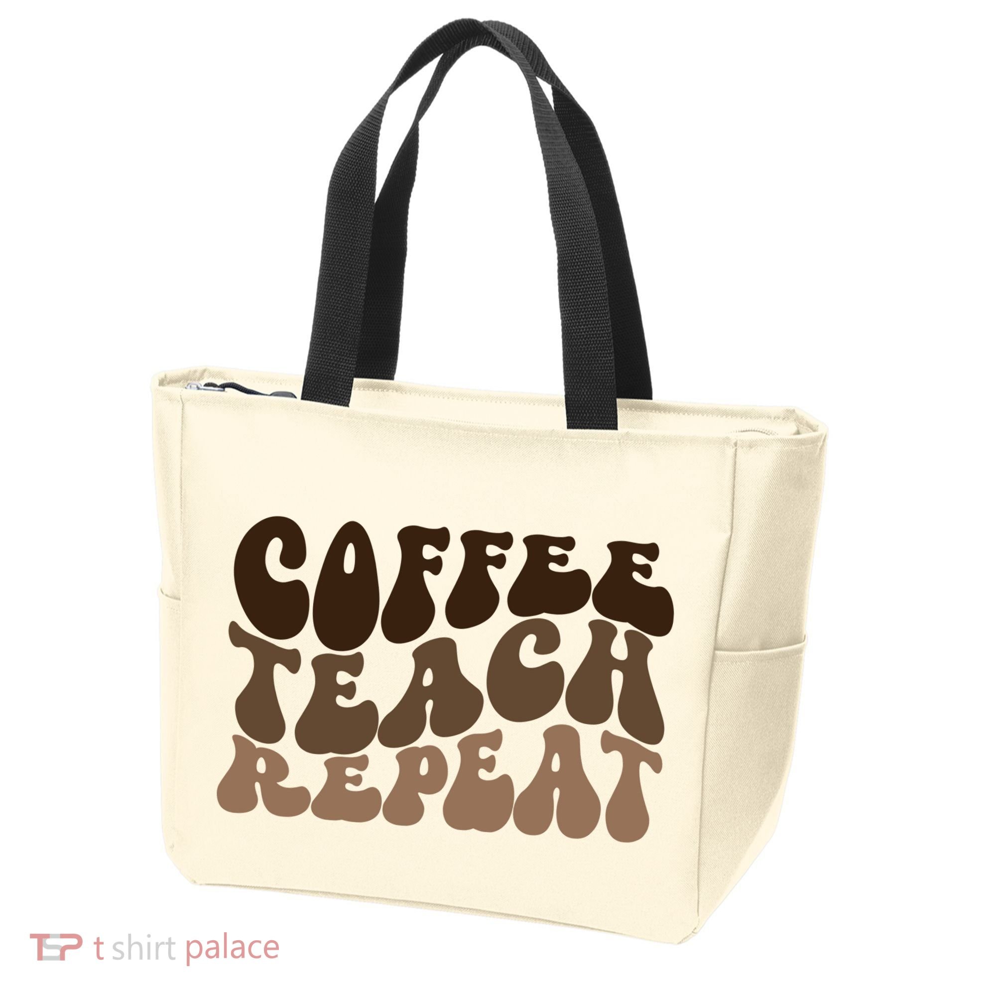 Coffee Teach Repeat Retro Teacher Gift Tote Bag
