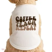 Coffee Teach Repeat Retro Teacher Gift Doggie Tank thumb 0
