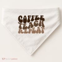 Coffee Teach Repeat Retro Teacher Gift USA-Made Doggie Bandana thumb 0