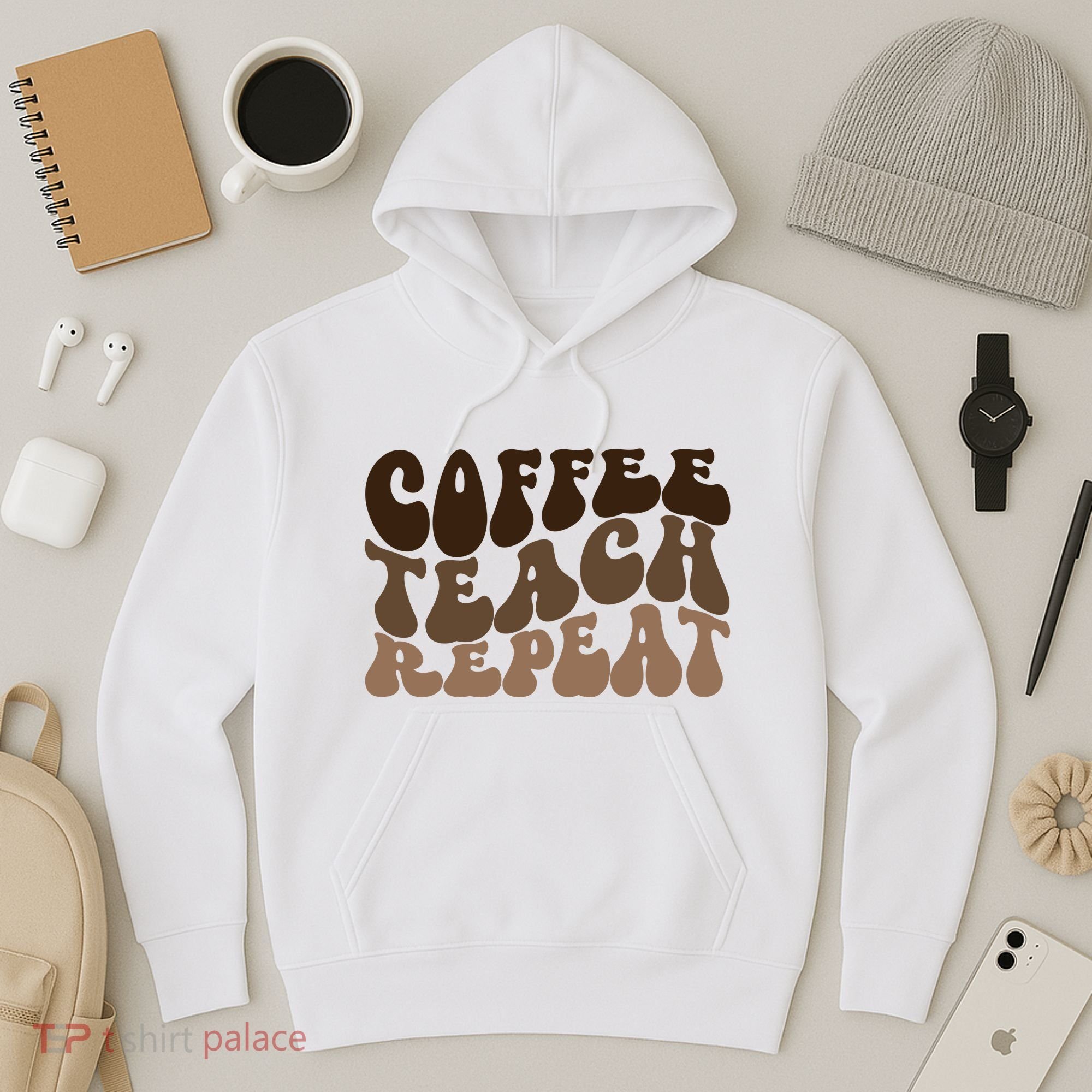 Coffee Teach Repeat Retro Teacher Gift Hoodie