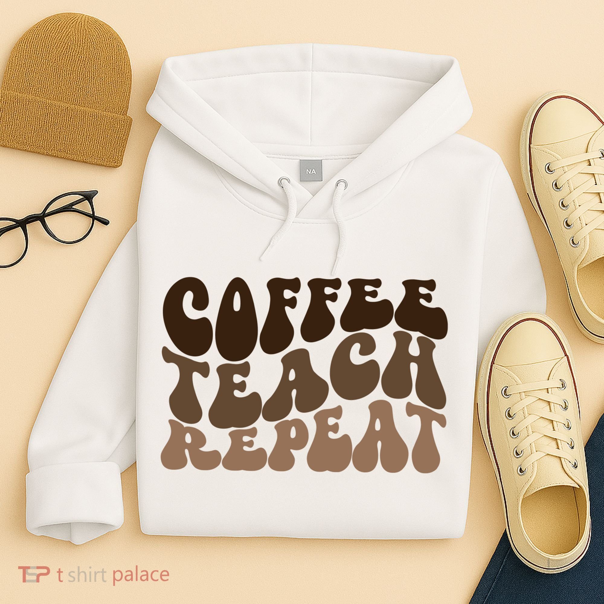 Coffee Teach Repeat Retro Teacher Gift Hoodie