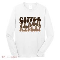 Coffee Teach Repeat Retro Teacher Gift Long Sleeve Shirt thumb 0