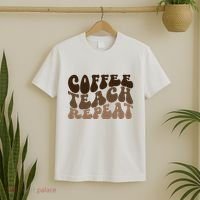 Coffee Teach Repeat Retro Teacher Gift T-Shirt thumb 2
